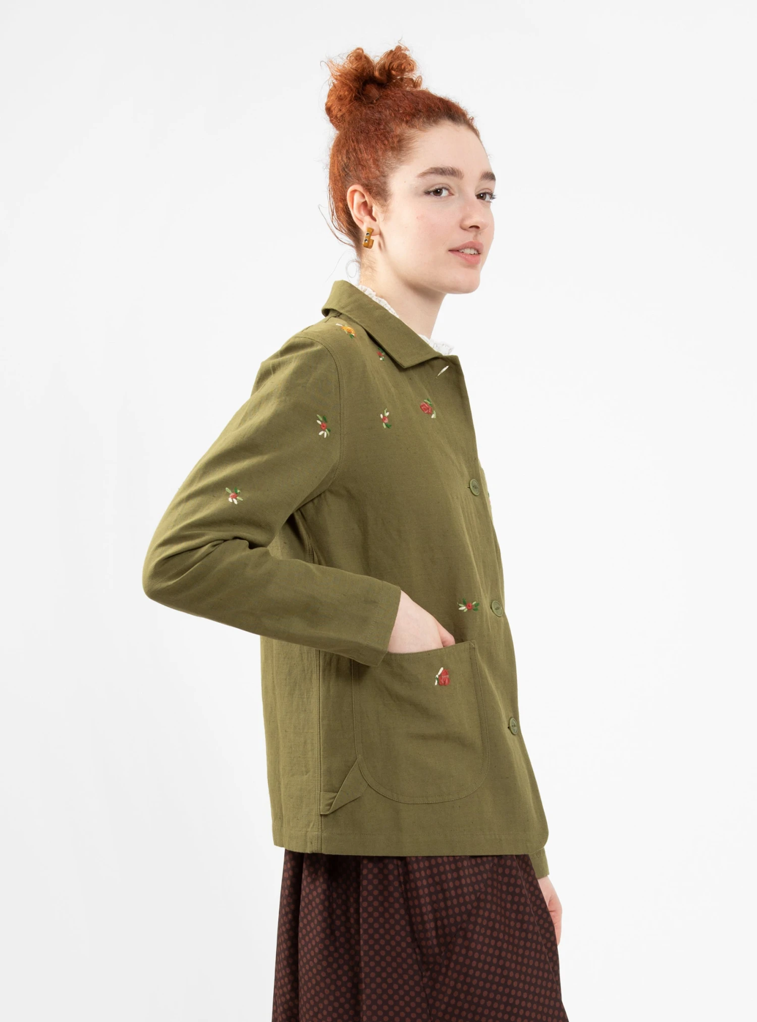 Labour Chore Jacket Olive Green - Image 2