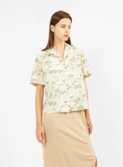Vegas Short Sleeved Shirt Off-White & Green