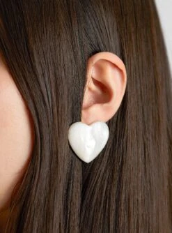Pearl Heart Silver Earrings