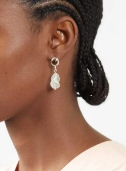 Beam Pearl Earrings Amber Brown