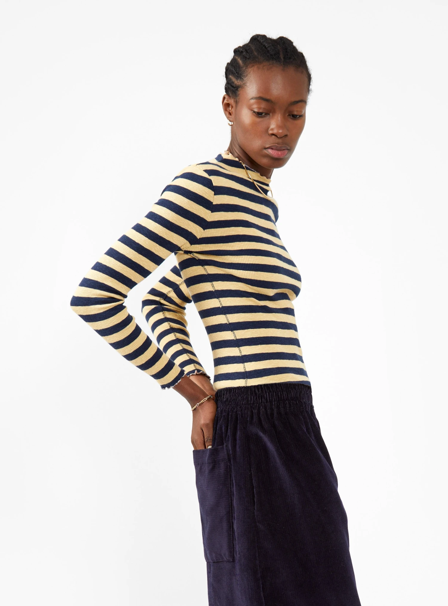 Bellerose Niba T-Shirt Yellow & Navy - Image 3