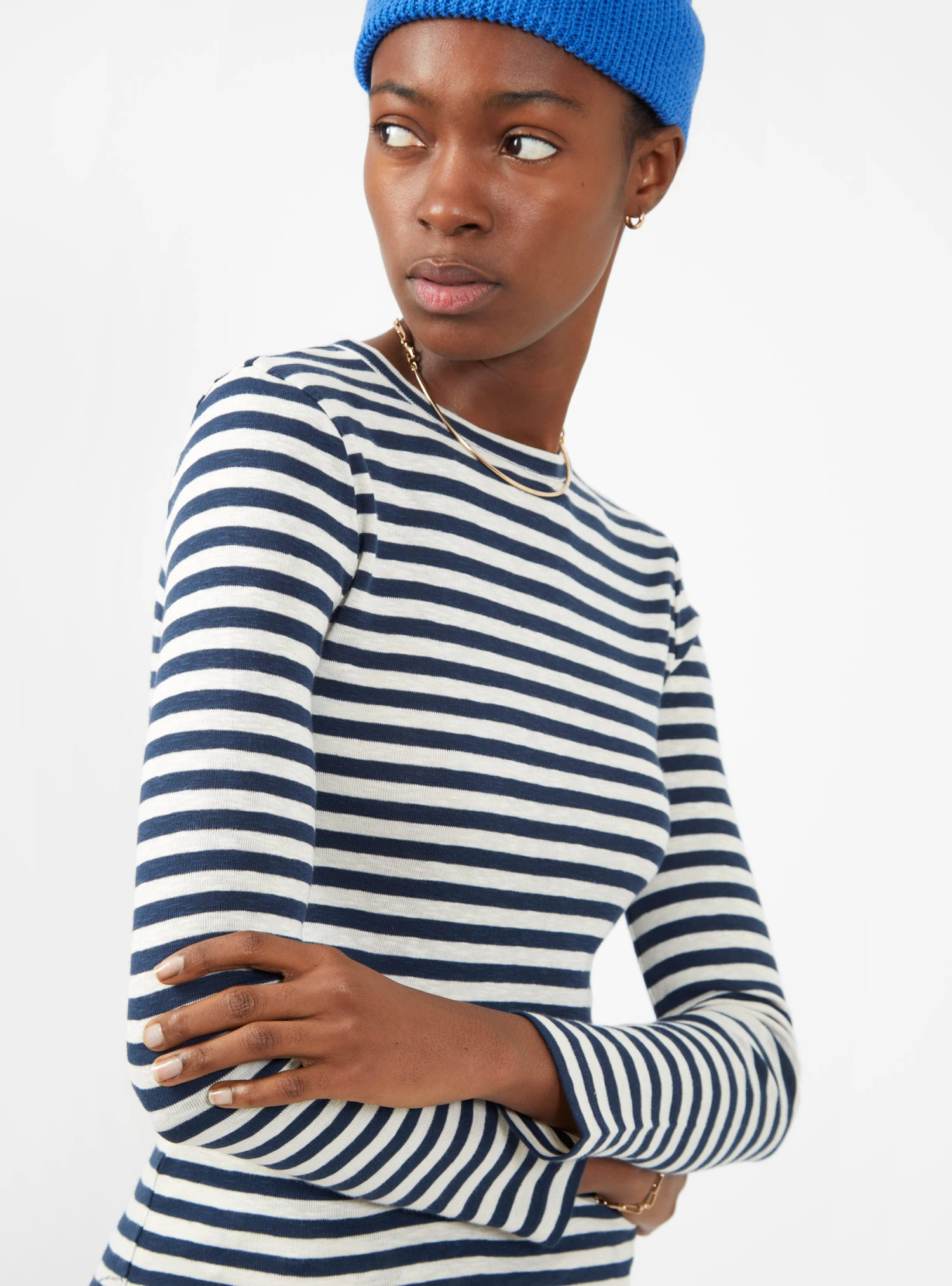 Charlotte Long Sleeve T-shirt Blue & White - Image 2