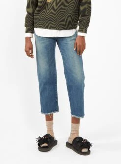 Raw-Hem Selvedge Denim Jeans Blue