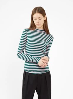 High Rain T-Shirt Green & Pink Stripe