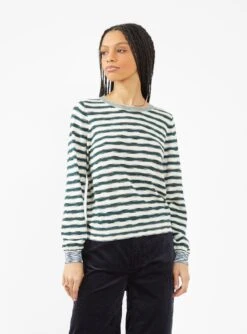 Bellerose Gopsy Sweater Green & Beige Stripe
