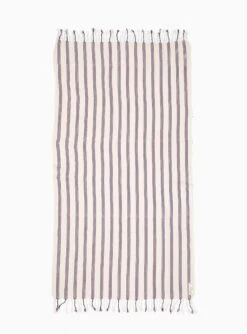 Mute Cotton & Linen Towel Red, Navy & Natural