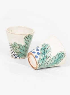 Green Leaves Espresso Cup Set Of 2 White