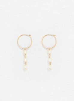 Pearl 18K Gold Hoop Earrings