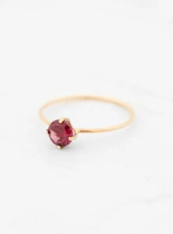Faceted Stone Garnet 18K Gold Ring