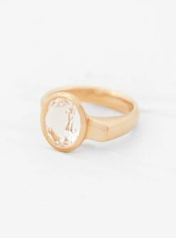 Stone Rock Crystal Gold Plated Ring