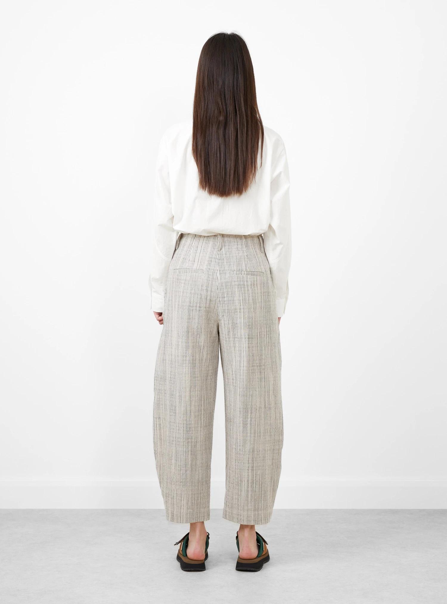 Bari Crop Trousers Cream Pin Stripe - Image 4