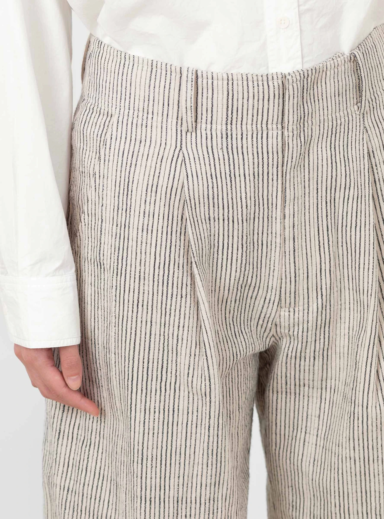 Bari Crop Trousers Cream Pin Stripe - Image 5