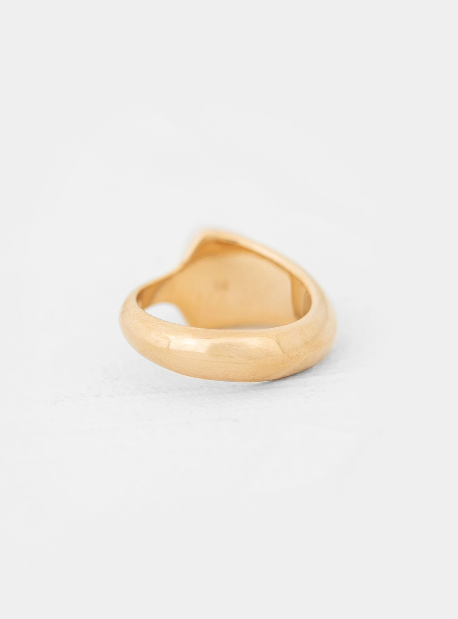 Gold Plated Ring With Triangular Stone Milky White - Image 2