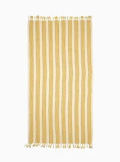 Sol Cotton And Linen Towel Mustard Yellow & Black